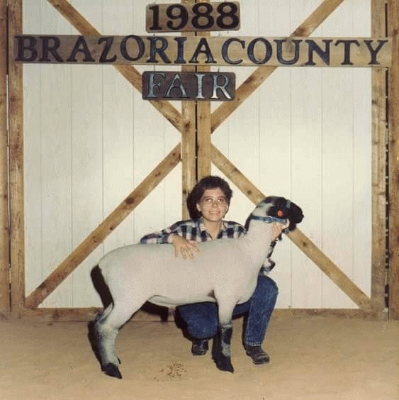 Brazoria County Fair (1988) Faith and her sheep "Chong", raised for FFA