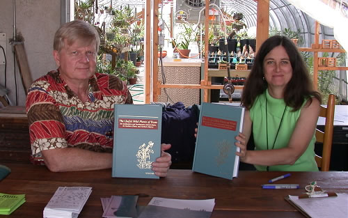 Cheatham and Marshall with my copies of The Useful Wild Plants of Texas, the Southeastern and Southwestern United States, the Southern Plains, and Northern Mexico encyclopedias that they just signed for me.